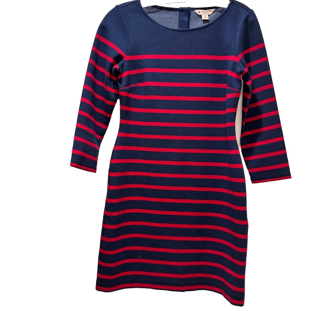 BROOKS‎ BROTHERS Nautical Women's Navy Red Stripe Knit Dress XS #B